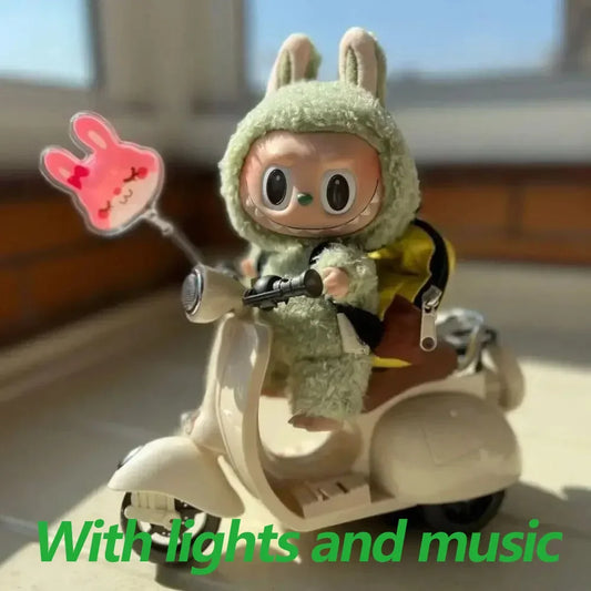 EZ ForLabubu Doll Mini Electric Motorcycle,labubu Doll Accessories, Fun Cute Doll Toys,With Lights and Music,DIY Kid Christmas Gift