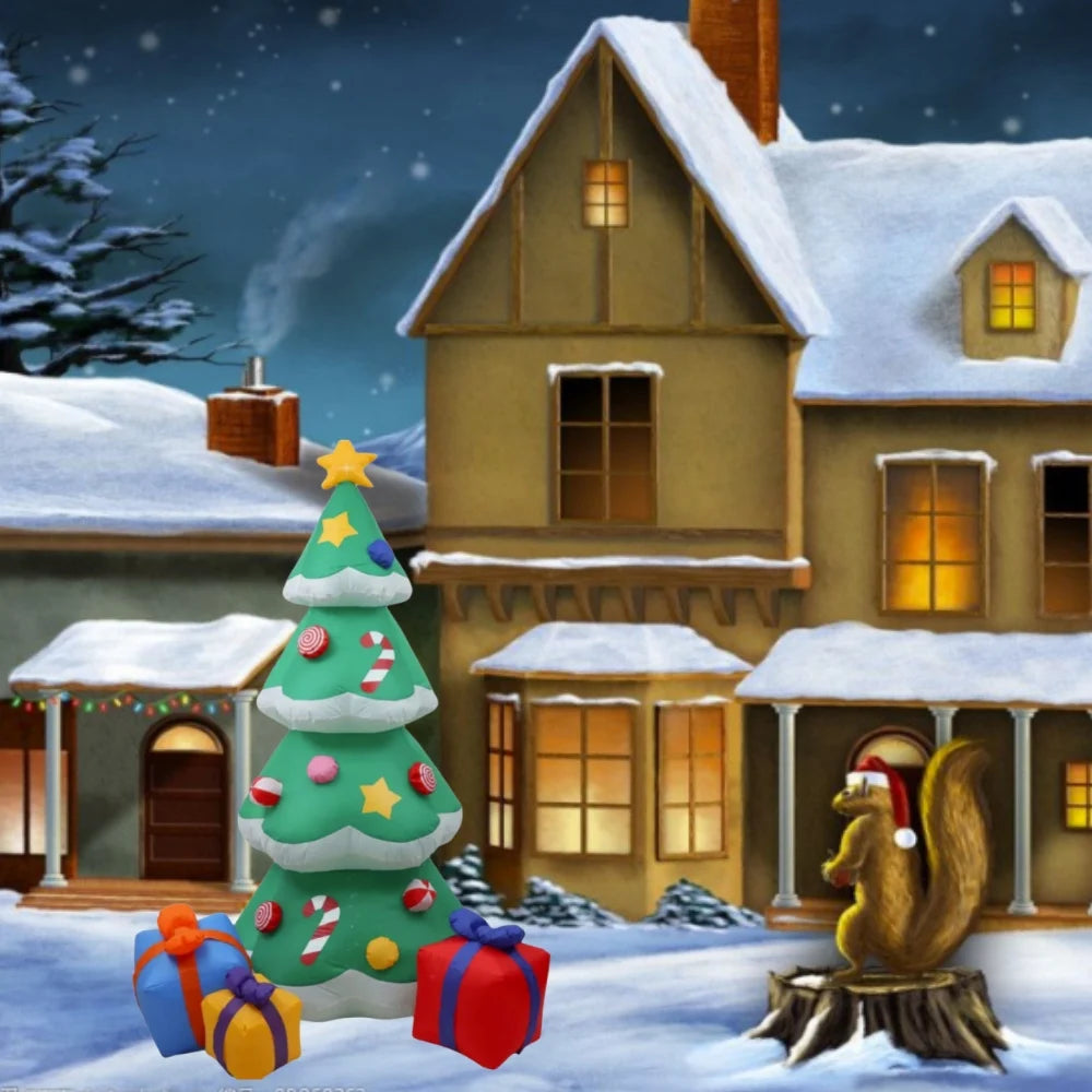 EZ 2.1M/7FT Christmas Inflatable Xmas Tree With LED Lights Outdoor Ornament Christmas Gift Party New Year Indoor Decoration Toys