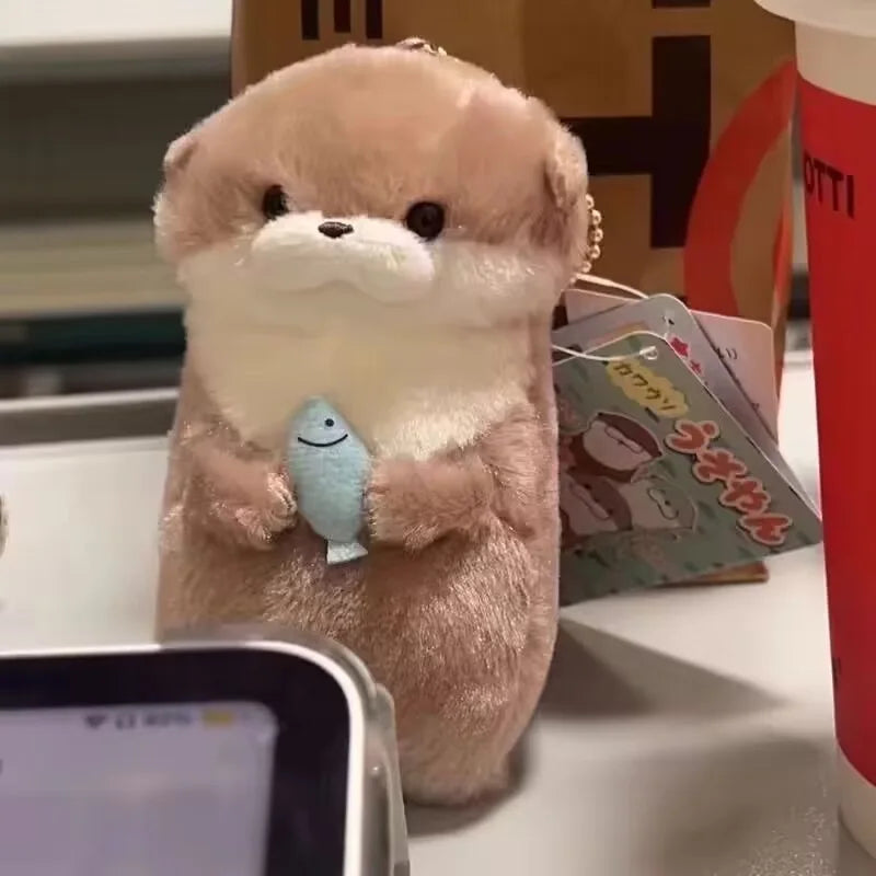 EZ Cute Little Otter Hug Fish Plush Doll Pendant Doll Gift Gift Cute Girl Heart Keychain Pendant Creative Gift