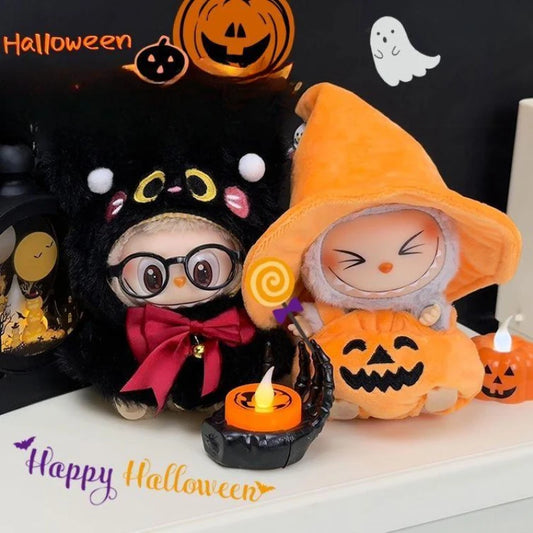 EZ For labubu Halloween pumpkin doll costume cute black cat vinyl doll dress up clothes no doll