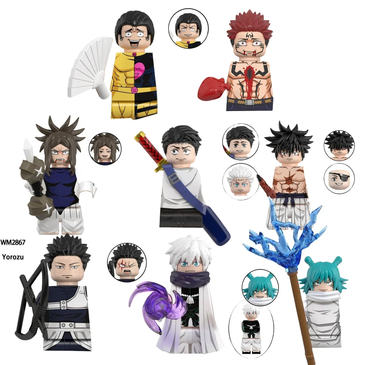 EZ Jujutsu Kaisen Anime Cartoon Gojo Satoru Itadori Yuj Fushiguro Megumi Okkostu Yuta Building Blocks Mini Action Figures Kids Toy