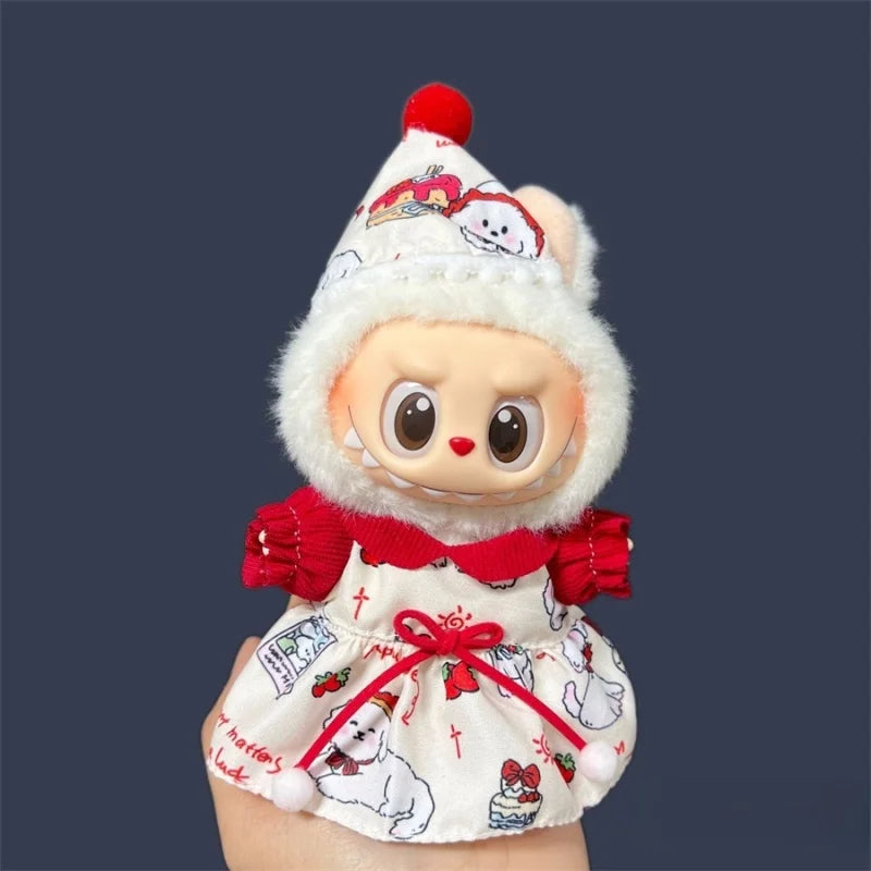 EZ 2025 New MIni Plush Doll'S Clothes Outfit Accessories for Labubu V1 V2 Dolls Clothes Accessories DIY Gift