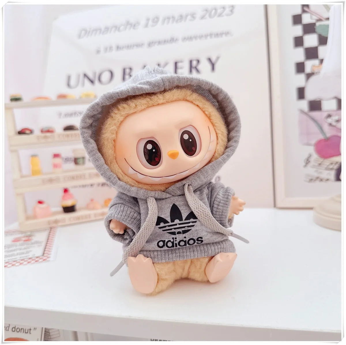 EZ 15/17cm Labubu V1 V2 Doll Clothing Fashion Hoodie and Pants Set Korean Idol Trendy DIY Doll Clothing Accessories Toy Gift