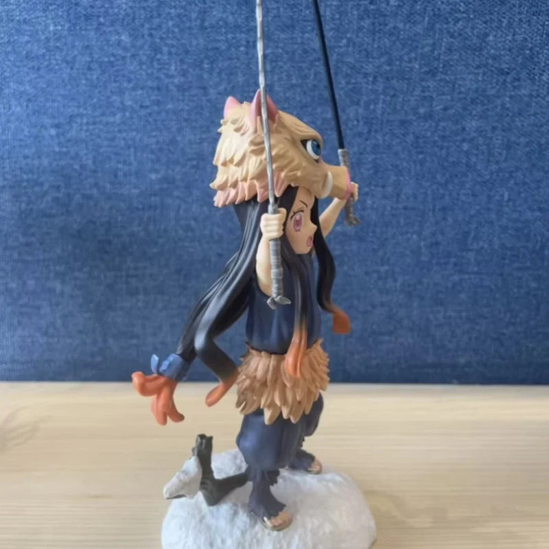 EZ 20cm Anime Demon Slayer Figure Kamado Nezuko Midouzi Cos Lnosuke Kimetsu Figurine PVC Decoration Statue Model Toys Gift