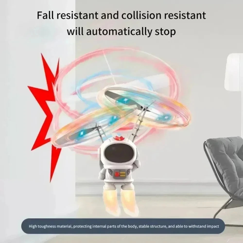 EZ Creative Mini Astronaut Drone Cartoon Spaceman Flying Robot Toys with USB Charging Hand Control Helicopter Kids Gift