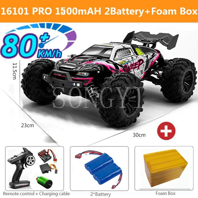 EZ 50 or 80KM/H Rc Cars 1/16 Off Drift Road 4WD with LED 2.4G Waterproof Remote Control Monster Truck for Adults and Kids Toy Gift