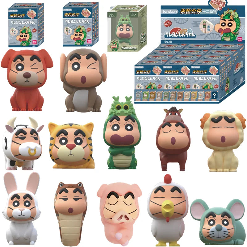 EZ Crayon Shin-Chan Anime Figures Creative Peripheral Dinosaur Diary Baby Rice Grains Doll Model Blind Boxs Toys Children's Gifts