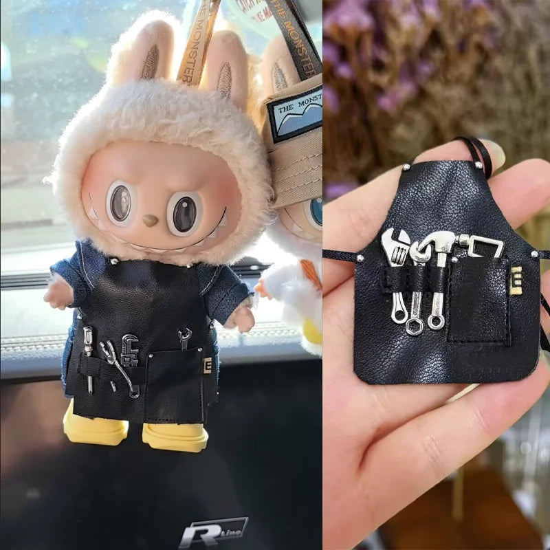 EZ 17cm Labubu Repairman Apron Ob11 Clothes 10cm Cotton Doll Bib Bjd Doll Accessories Mini Repair Tools Cute Toys
