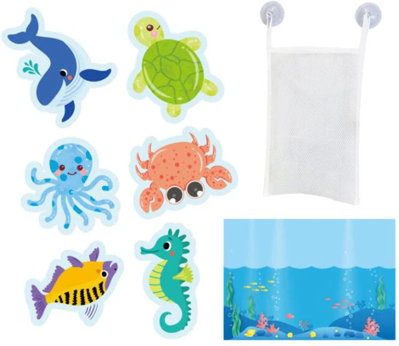 EZ Baby Toy Animal Bath Toys for Kids Soft EVA Paste Bathroom Toys Animal Cognitive Floating Water Toys for Boys Girls 2 to 4 Years