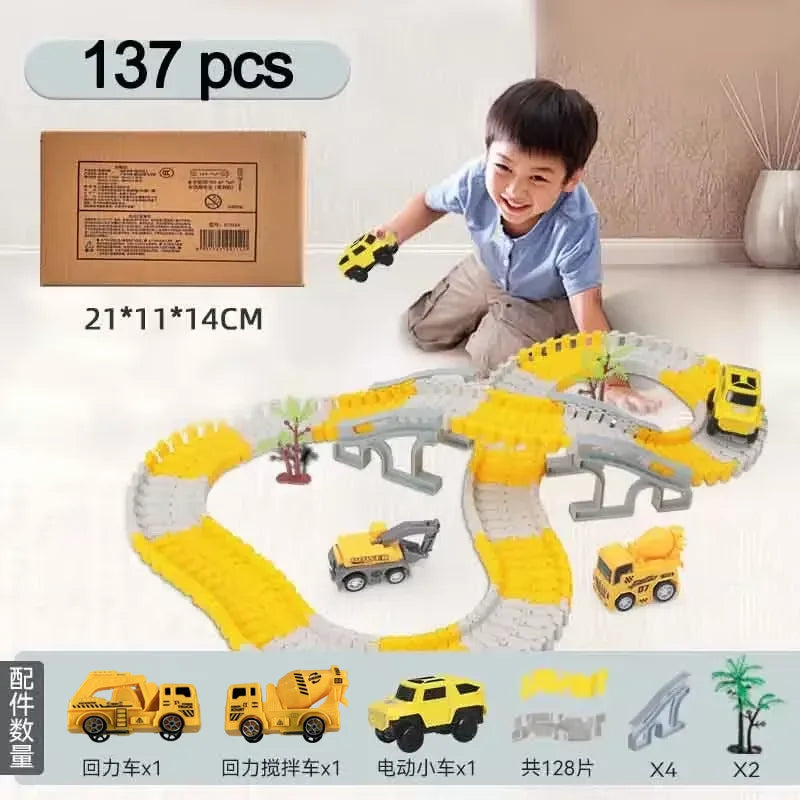 EZ 137-467pcs Children Electric Track Toy Car Engineering Car Kids Educational Toys Track Car Train Toys for Children Birthday Gift