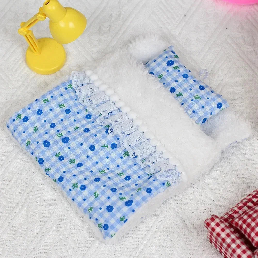 EZ Ropa Labubu For 15/17cm Labubu Doll Quilt and Pajama Set Three-piece Set Cosy Baby Bed Home Warmth Toy Girl Gift