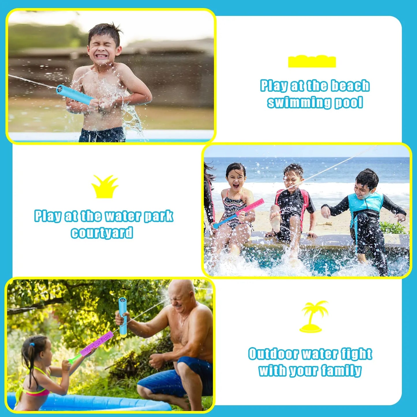 EZ 10 Packs Water Gun for Kids Summer Foam Watergun Toys Water Squirter Soaker Blaster Outdoor Swimming Pool Beach Games Toys