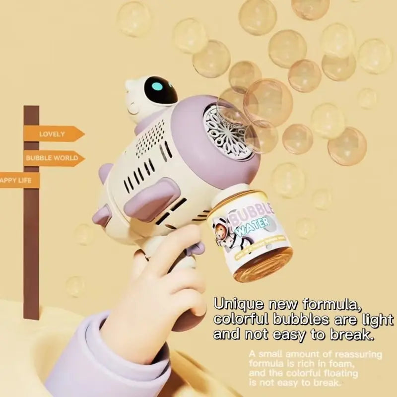 EZ Purple Bubble Machine for Children Automatic Bazooka Bubble with Light Bubble Blower For Kids Soap Bubble Outdoor ToysSpaceman