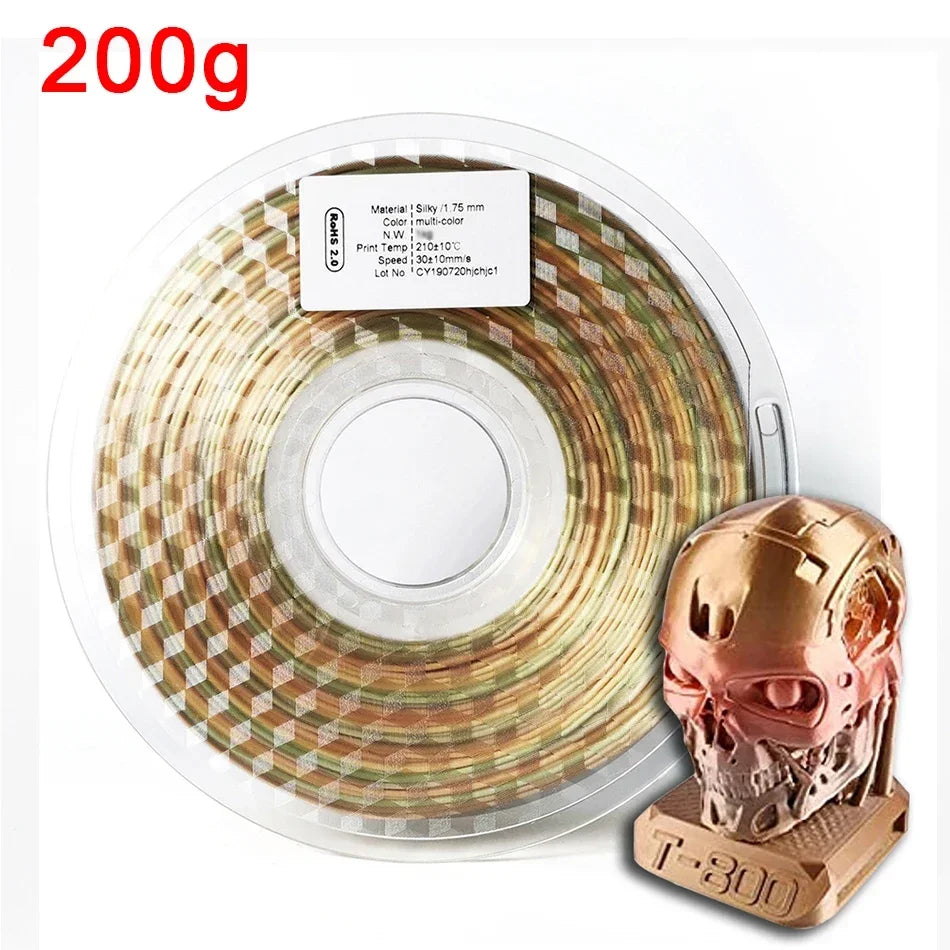 EZ 3D Printer Filament Rainbow Silk PLA 1.75mm Dual/Triple Gradient Extrudeuse Filament 3D Printing Material 250/200g