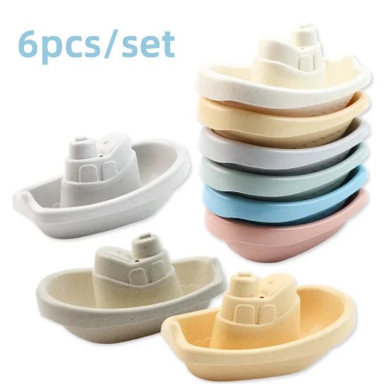 EZ Baby Bath Toys Stacking Bath Boat Toy Silicone Adorable Animal Finger Puppets for Children Interactive Floating Squeeze Toy Gift
