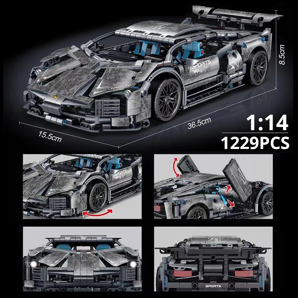 EZ ToylinX 1:14 Building Blocks Car MOC City Speed Car Luxury Auto Racing Vehicle with Super Racers Bricks Toys for Children Gift