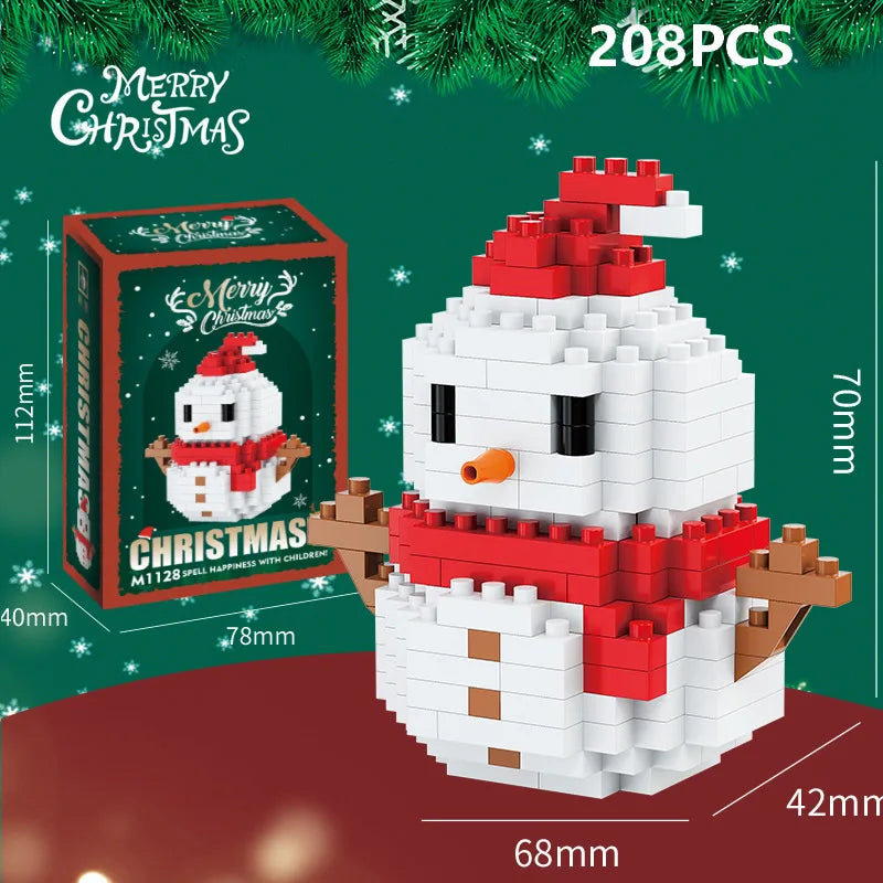 EZ Christmas Gifts Micro Building Block DIY Domino Game Santa Claus Reindeer Holiday Puzzle Assembling Bricks Table Decoration Toys