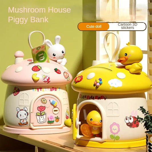 EZ Children Cute Cartoon Mushroom Molding Piggy Bank 3D Stickers for Creative DIY Desktop Ornaments Key Protection Gifts for Kids