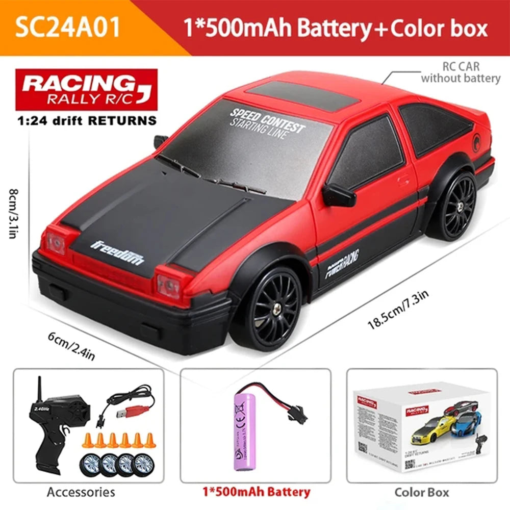 EZ 4WD Remote Control Car RC Drift 1:24 20KM/H High Speed Vehicle with LED Lights Racing Sport Toy for Adults Boys Girls Kids Gifts
