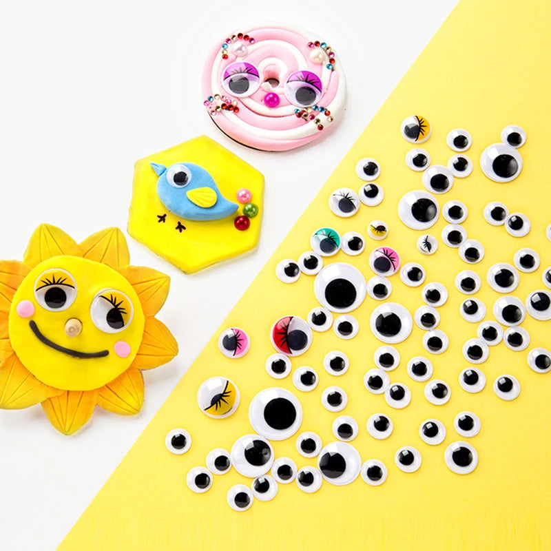 EZ 100pcs/200pcs Self-adhesive Googly Wiggle Eyes for DIY Scrapbooking Crafts Projects DIY Dolls Accessories Eyes Handmade Toys GYH