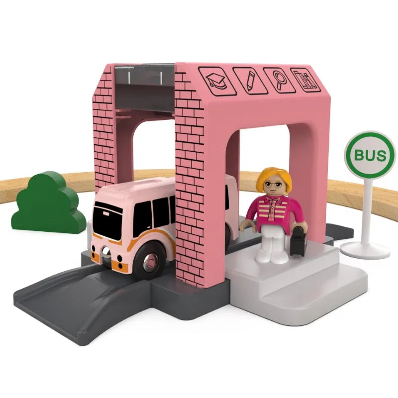 EZ Wooden Railway Track Set Electric Train Magnetic Model Car Diecast Slot Fit All Brand Biro Wood Track Assemble Toy Boy Gift