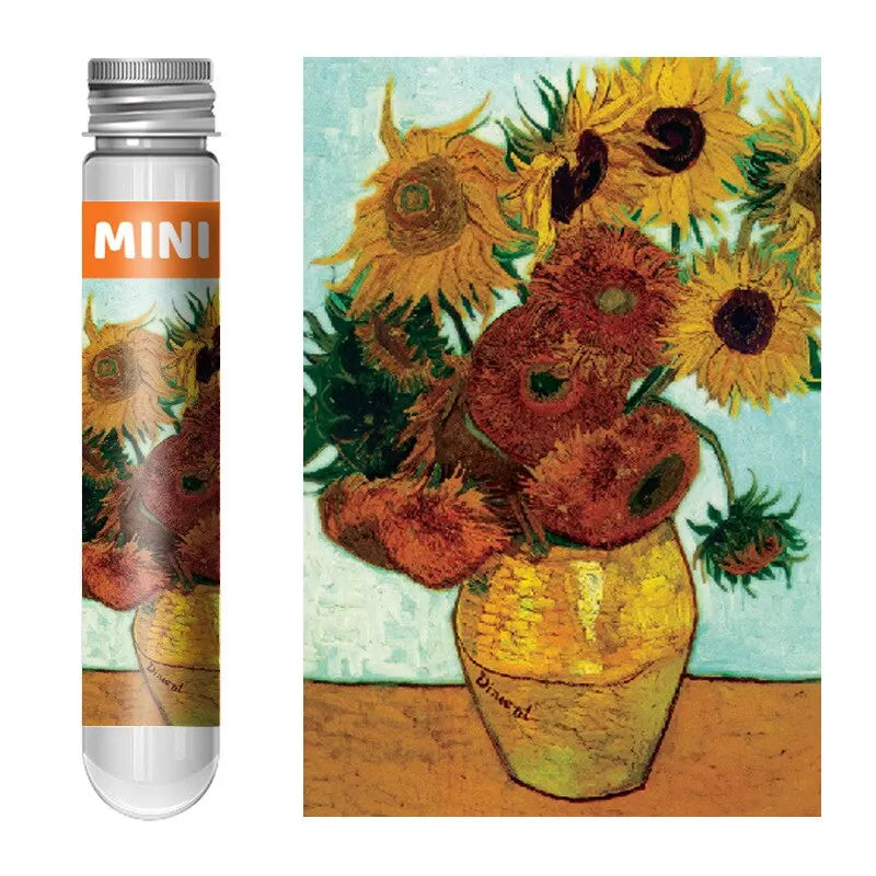 EZ 150pcs Jigsaw Puzzle Test Tube Van Gogh Sunflower Japan The Great Wave Off Kanagawa Famous Oil Paintings Puzzle Christmas Gift