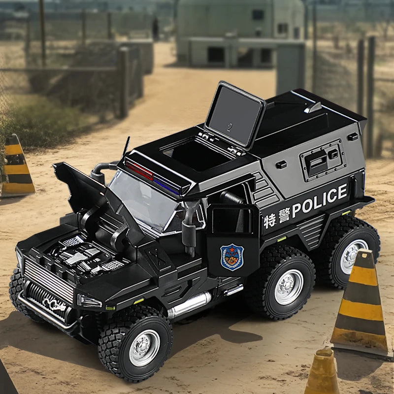 EZ 1:32 SWAT City Police Truck Model Diecast Play Off-road Vehicle Sound and Light Sport Car Toys for Children Collection Gifts