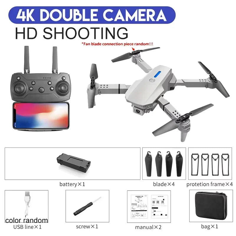 EZ E88 Professional Wide Angle RC Drone with HD 4K Camera, Foldable Helicopter Aircraft