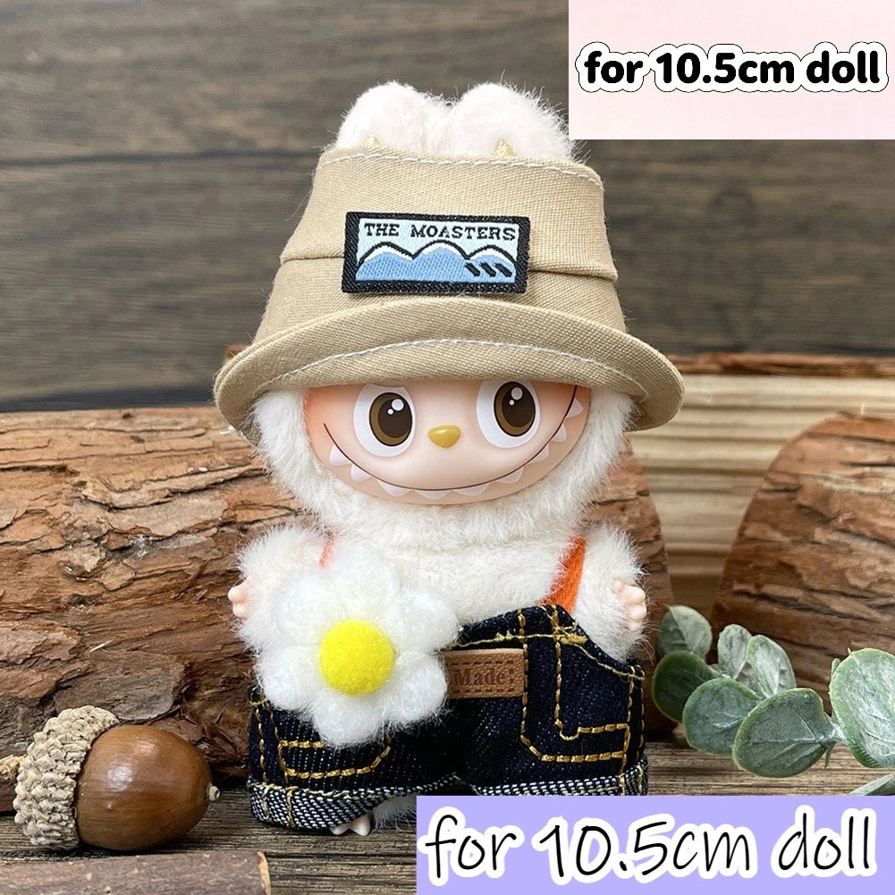 EZ For 17cm/10.5cm Labubu 4.0/3.0 Accessories Doll Clothes Heartbeat Long Eared Furry Rabbit Costume Cartoon Dress Up Labubu Outfit