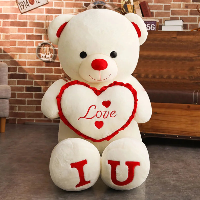 EZ 100cm Big I LOVE YOU Bear Plush Toy Lovely Huge Stuffed Soft Bear Doll Lover Bear Kids Toy Birthday Gift For Girlfriends