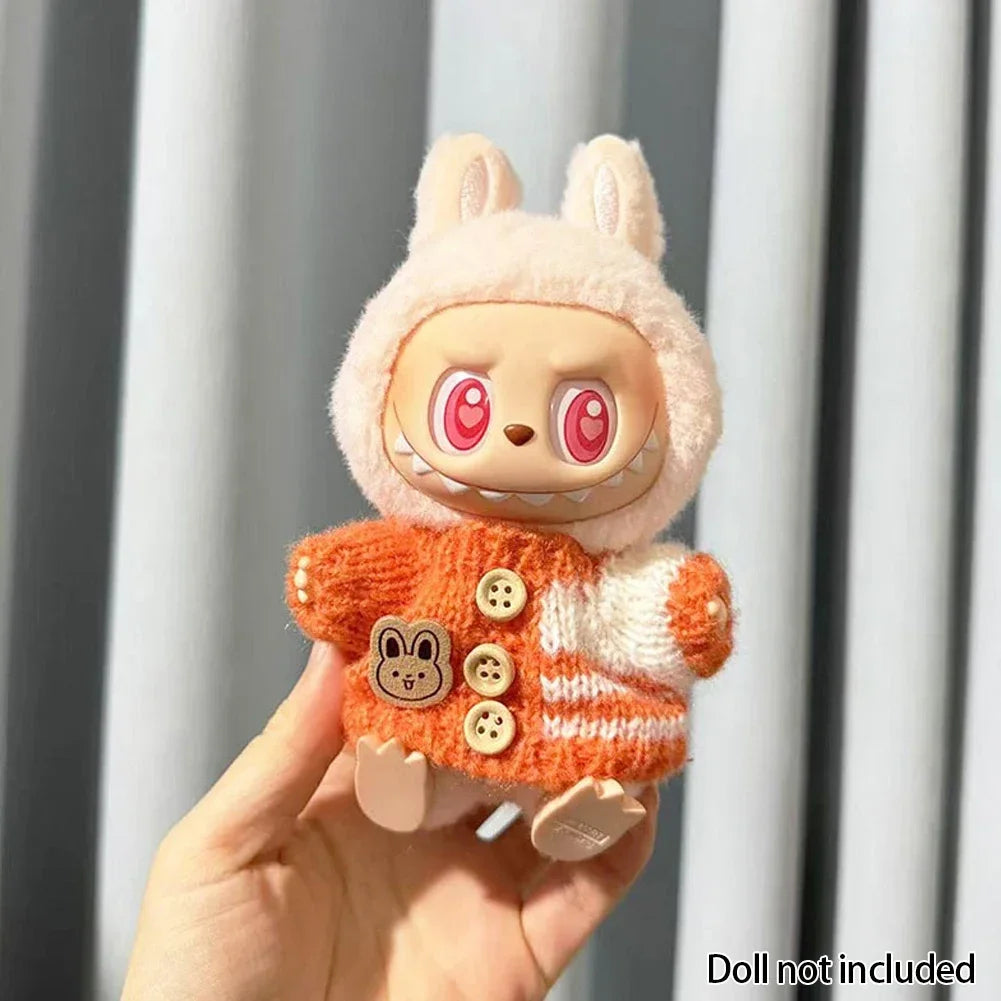 EZ For 15-17 cm v1v2 Labubu Clothes outfit Labubu Sitting Party Bear Label Scarf Hat Bag Dolls Accessories Cute Decoration