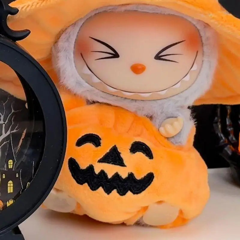 EZ For labubu Halloween pumpkin doll costume cute black cat vinyl doll dress up clothes no doll