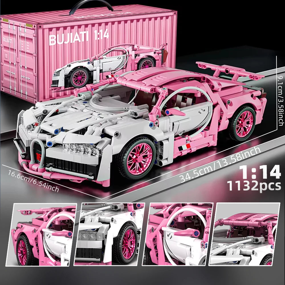 EZ ToylinX 1:14 Building Blocks Car MOC City Speed Car Luxury Auto Racing Vehicle with Super Racers Bricks Toys for Children Gift