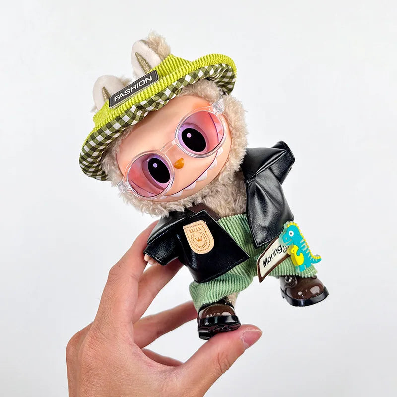 EZ For Labubu Clothes 17cm Labubu Plush Toy Pendant Clothes Replace Cute Fashionable Suit Fashionable And Cute Dress-up Accessories