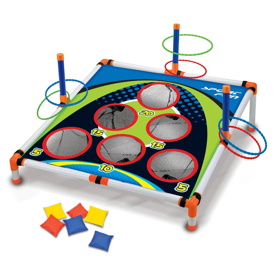 EZ Portable Cornhole Throwing Circle Ferrule Board Set Easy Assemble Fun Kids Interactive Adults Outdoor Yard Toss Game Toy