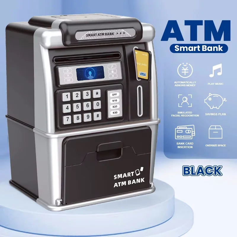 EZ Children ATM Automatic Deposit Teller Machine Toy Smart Password Swipe Card Saving Box Kids Electronic Piggy Bank Christmas Gift