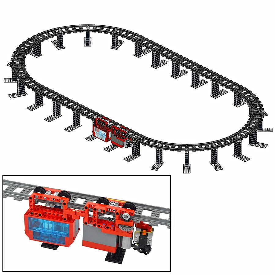 EZ Tracks City RC Technical Suspended Train Model MOC Building Blocks with PF Kit Plastic Monorail Creative Assembly Bricks Kid Toy