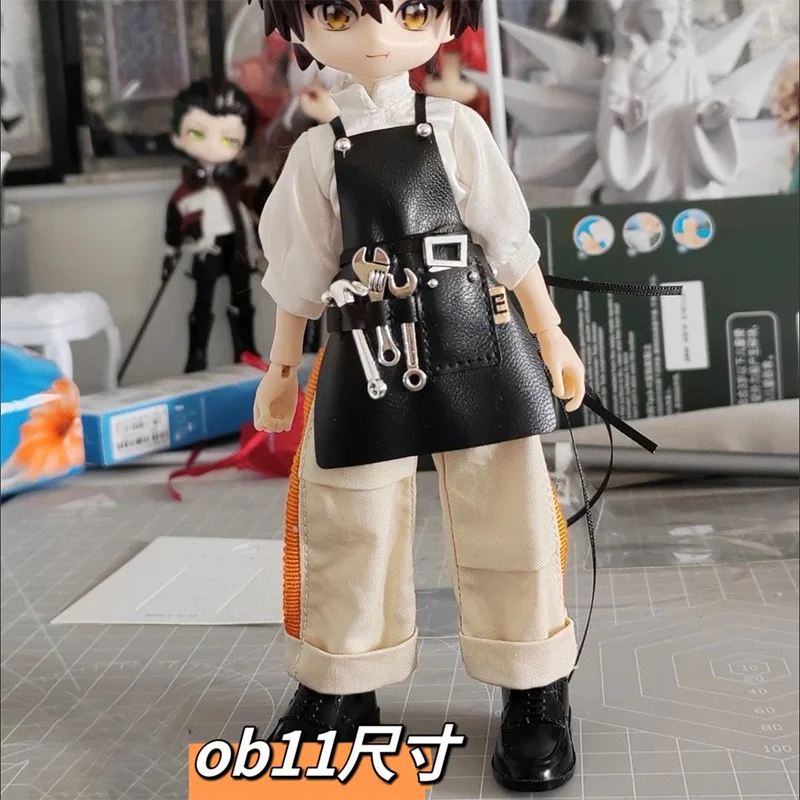 EZ 17cm Labubu Repairman Apron Ob11 Clothes 10cm Cotton Doll Bib Bjd Doll Accessories Mini Repair Tools Cute Toys
