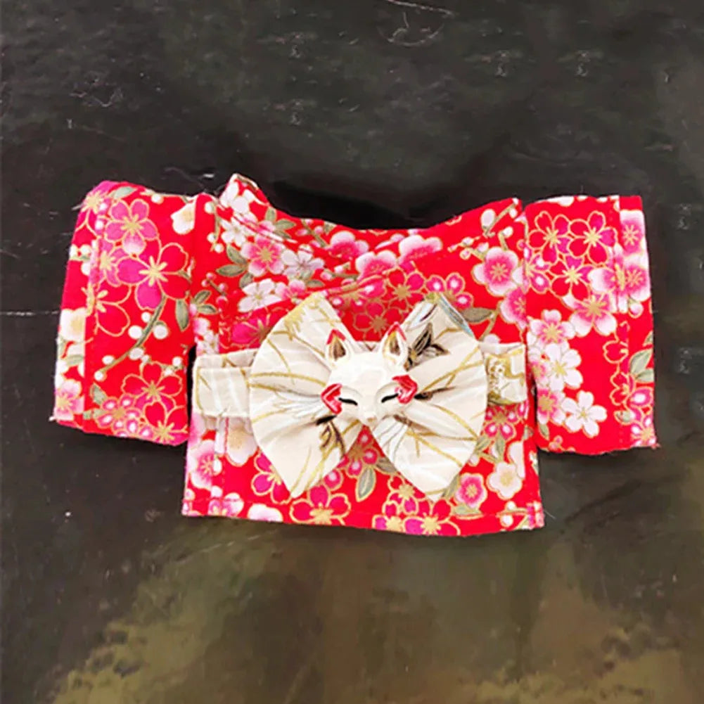 EZ Skull Panda Labubu Japanese Style Dress for 17cm Labubu Doll Outfit Koi Cherry Blossom Pattern Kimono Doll Suit Doll Clothes Set