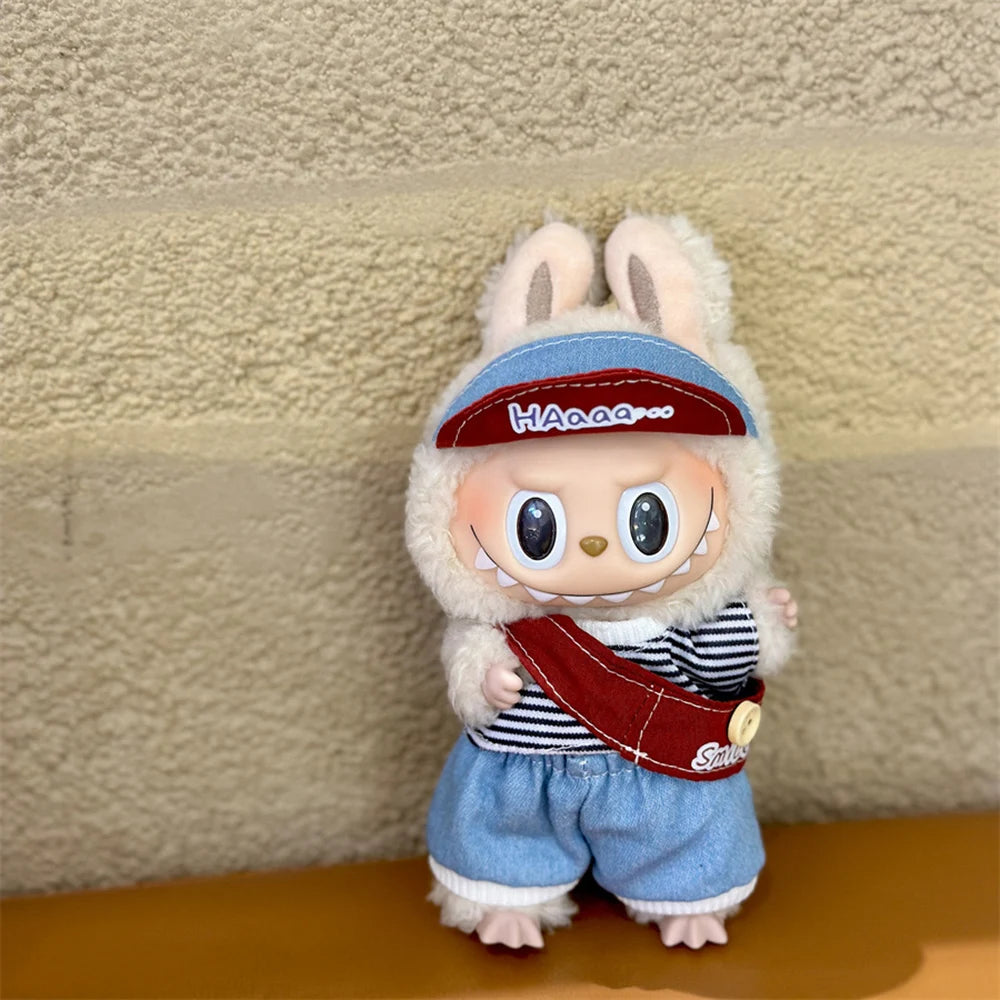 EZ 17cm Labubu Plush Doll Skirt - Cute Skirt Set Clothes Strap Pants Clothing Set Suitable for DIY Clothing Accessories Gifts