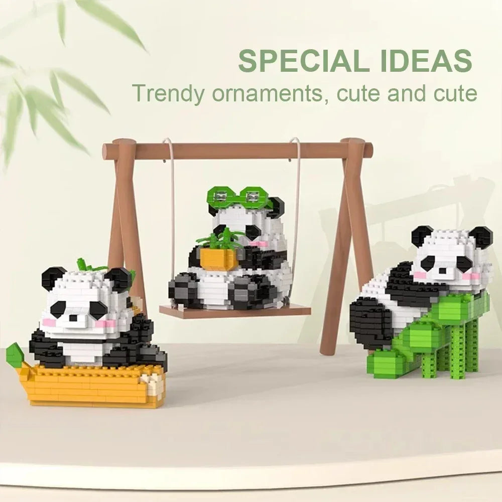 EZ Creative DIY Assemable Animal Cute MINI Chinese Style Animal Panda Building Block Educational Boy Toys For Children Model Bricks