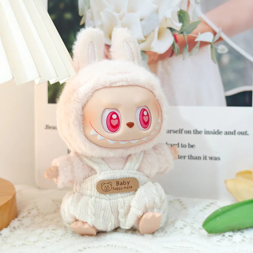 EZ Mini Plush Doll'S Clothes Outfit Accessories For Korea Kpop Exo Labubu Idol V1 V2 bubble overalls hat Clothing Gift