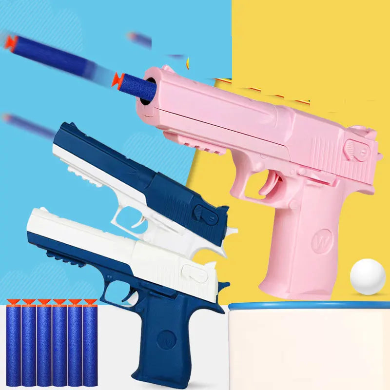 EZ Children Toy Guns Plastic Pistol Manual Handgun Toy Foam Dart Blaster Shooting Model Launcher For Boys Girls Outdoor Games