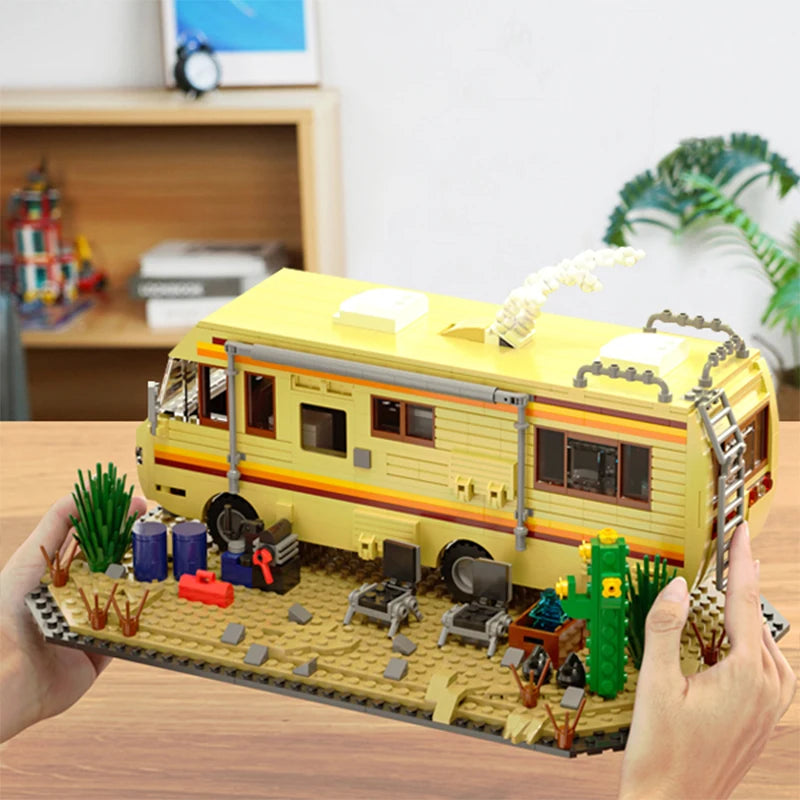 EZ Technical Breaking Bad RV Adventure Camper Bus Car Model Building Blocks Fit Car Vehicle Assemble Bricks Toys For Boys Avid Fans