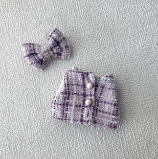 EZ For Labubu Sitting Party Series Classic Dress Grid Style Small Fragrance For Labubu v1 v2 v3 v4 Labubu Clothes Design style