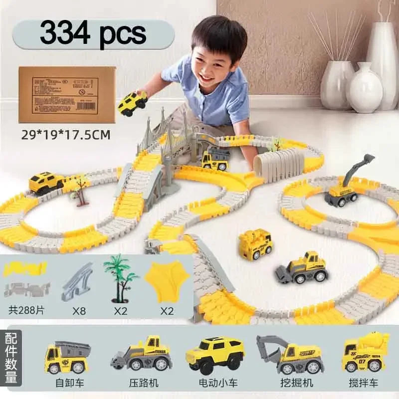 EZ 137-467pcs Children Electric Track Toy Car Engineering Car Kids Educational Toys Track Car Train Toys for Children Birthday Gift