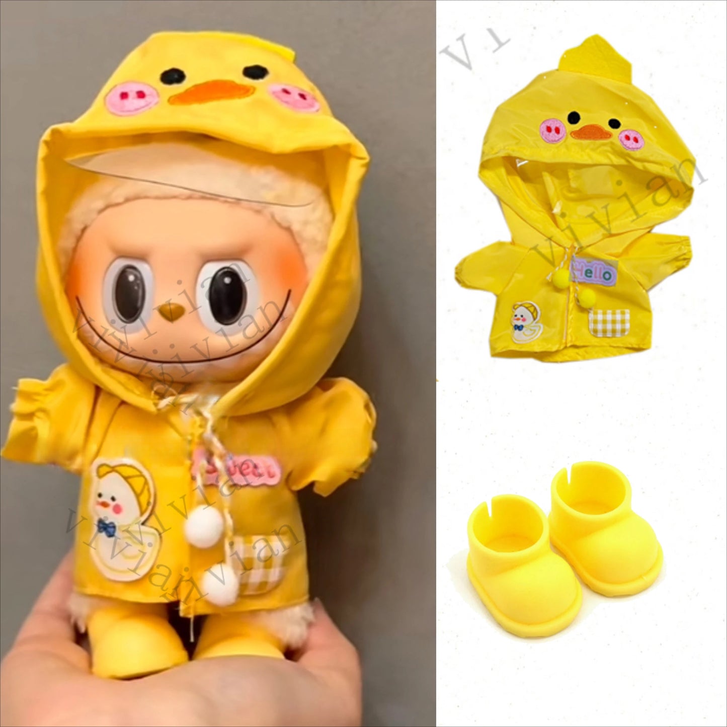 EZ Mini Doll'S Clothes Outfit Accessories For Ropa Labubu Idol doll Raincoat short rain boots rain shoes Clothing Gift