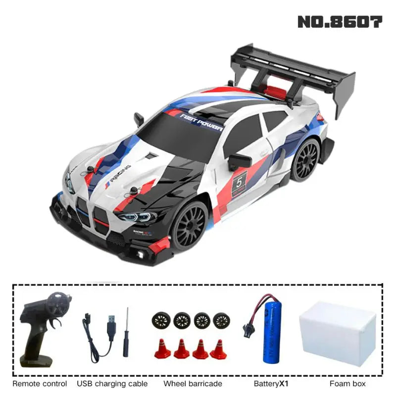 EZ New 1:24 RC drift vehicle, Mustang 4WD cars, racing car with remote control, gift, competition racing car, children's toy