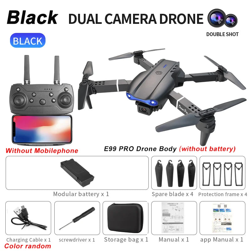 EZ 2024 E99Pro RC Drone 4K Professinal With 1080P Wide Angle HD Camera Foldable Helicopter WIFI FPV Height Hold Gift Toy