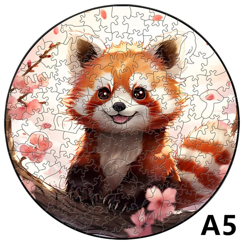 EZ Adult Animal Wooden Puzzle Round Peacock and Bird Wooden Puzzle Children's Puzzle Toy Festival Gift Fox Shape Jigsaw Puzzles